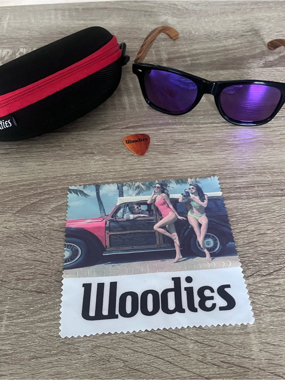 Woodies Black Frame Purple Lens Women’s Sunglasses